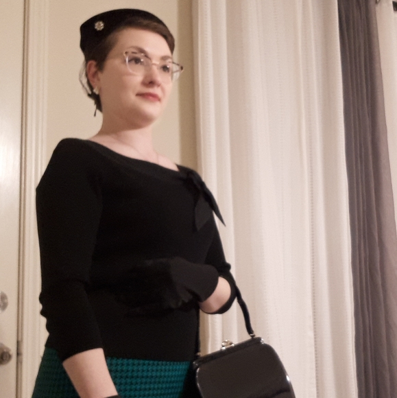 Cable & Gauge Boatneck Bow Sweater, 50's Retro, - Picture 7 of 8